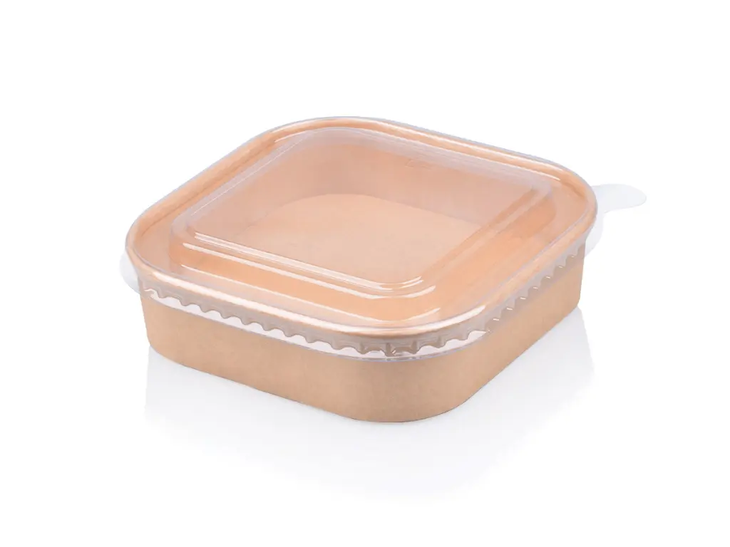 750ml Kraft Square Bowl with Lid (1PE) FOOD-SQKBWL750.webp