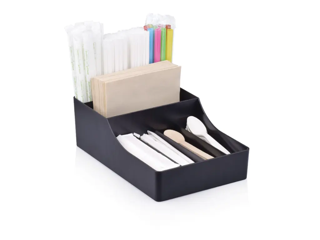 Black Plastic Cutlery Accessories Holder 9 Comp Products BAR-CUTACC9C.webp