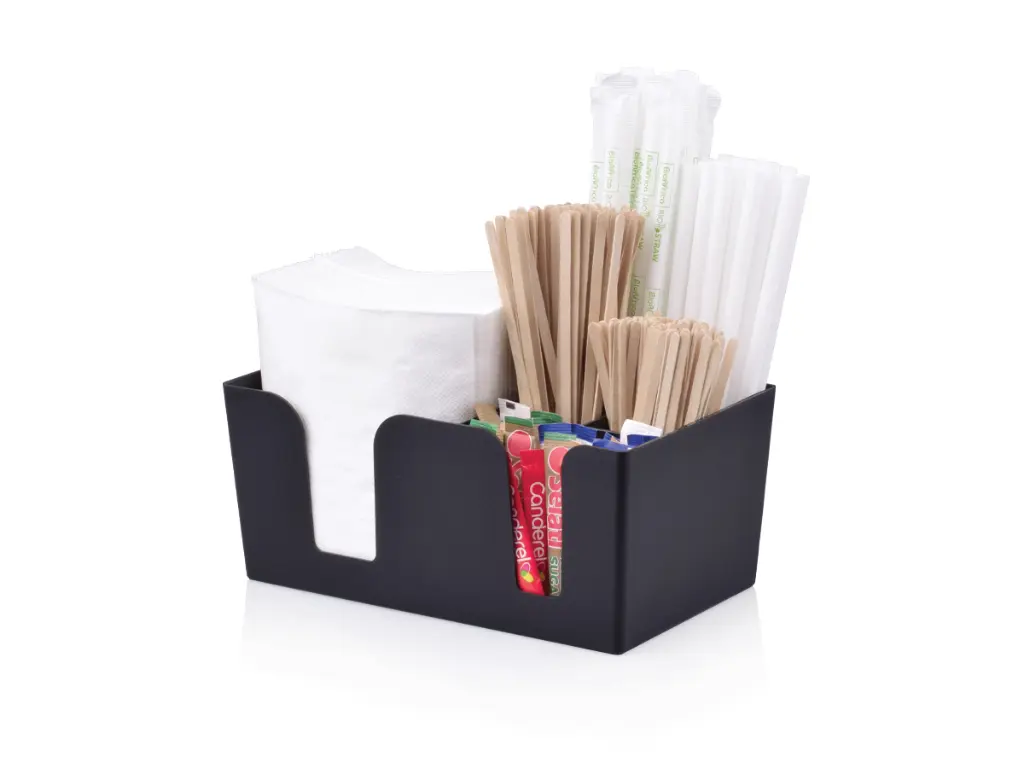 Black Plastic Napkin Accessories Holder - 6 Comp & Accessories - NEW BAR-NAPACC6C.webp