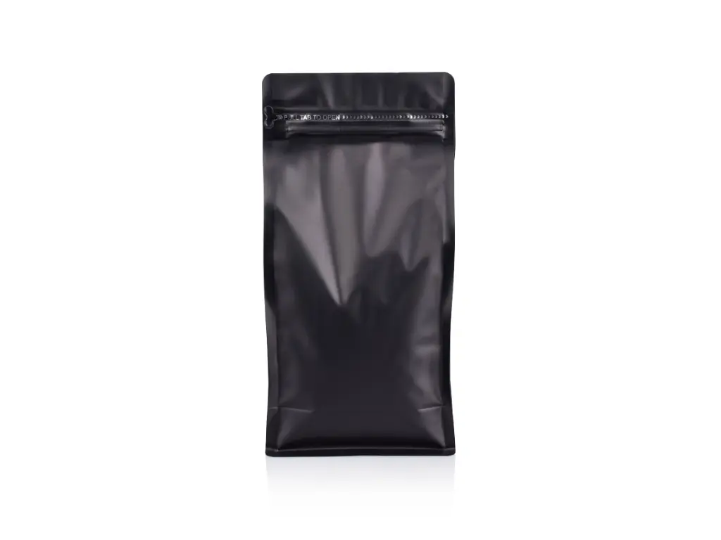 13.5x28cm Black Flat Bottom Coffee Bag MED - Front PBFBBCZ5VB.webp