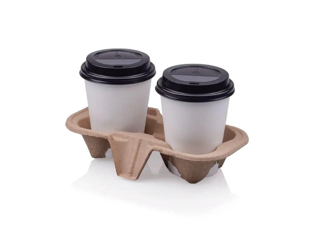 2 Cup Carry Tray with White Coffee Cups and Black Lids.webp