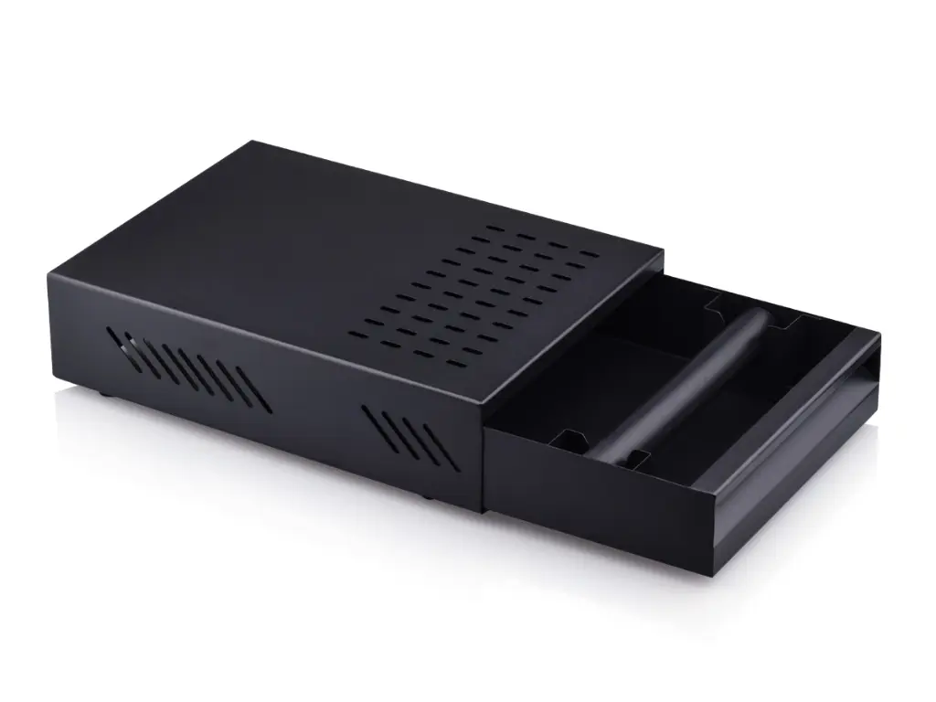 Barista Black Steel Knock Box Drawer - Open BAR-KNOCKDRW.webp