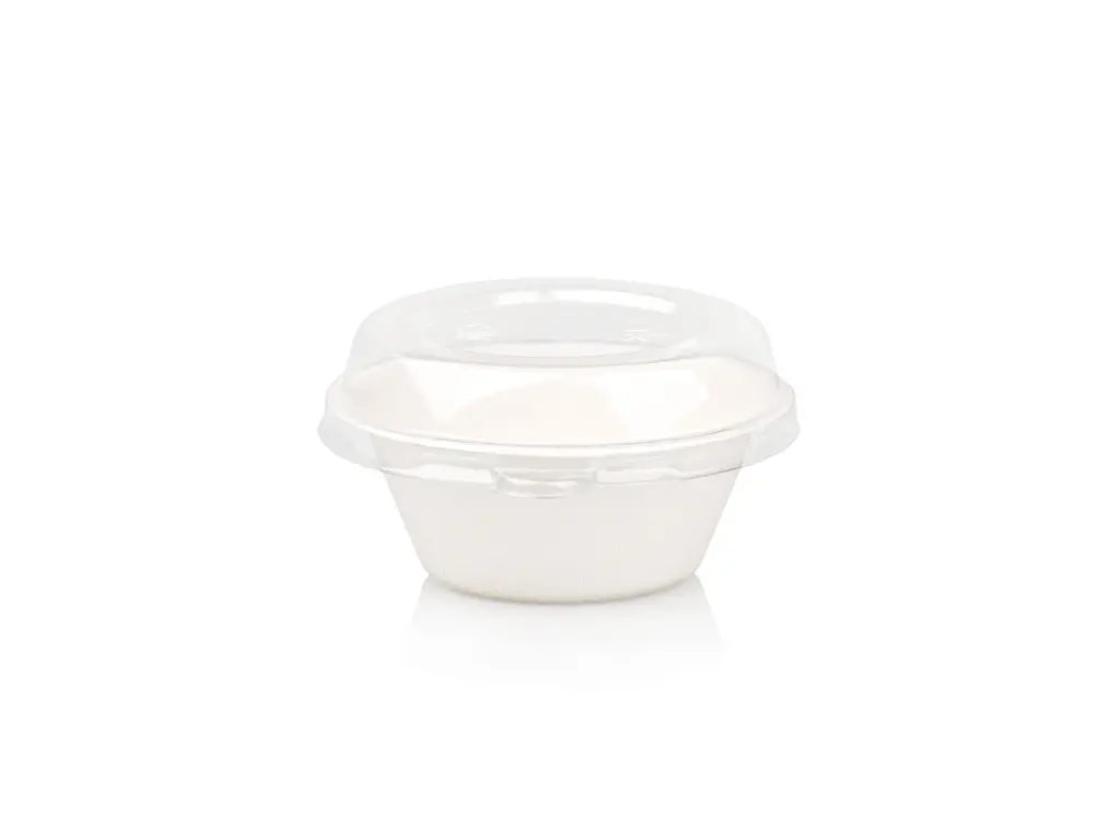 250ml Round Sugar Cane Top Hat Bowl with Lid FOOD-BWL9TH.webp
