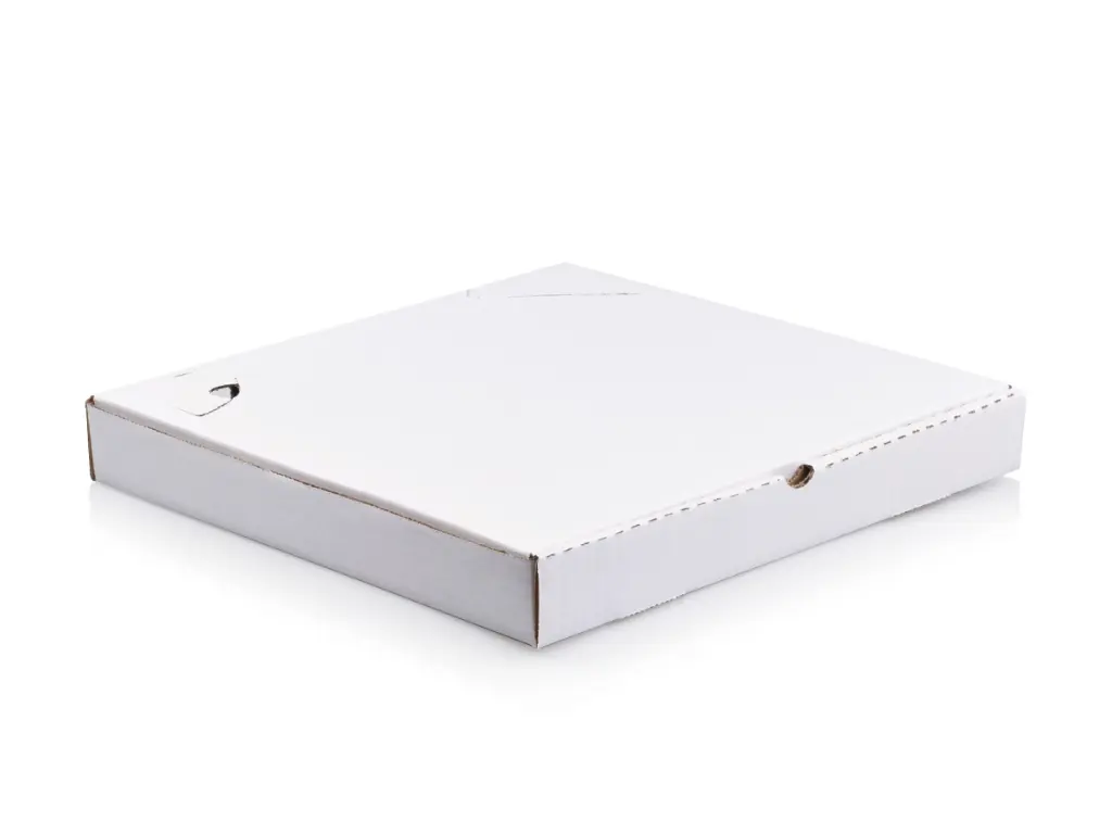 White Kraft Large Corrugated Pizza Box - Closed PIZ-WHTLRGCR.webp