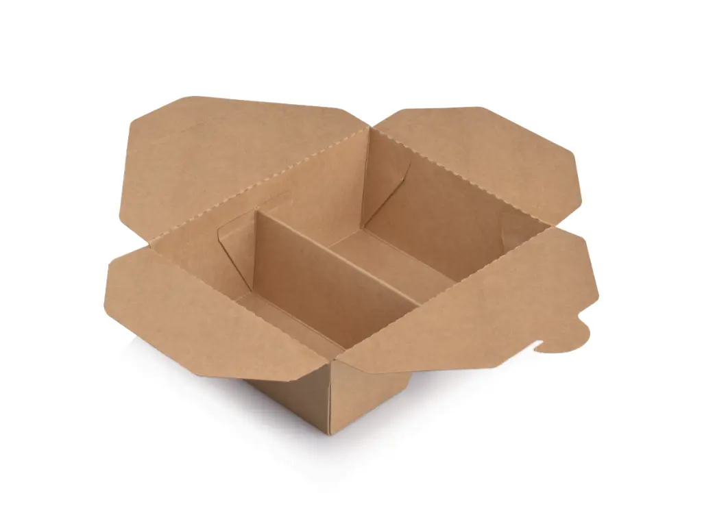 Kraft 2 Compartment Lunch Box 1400 ml (TD002) Open FOODMBTD002.webp