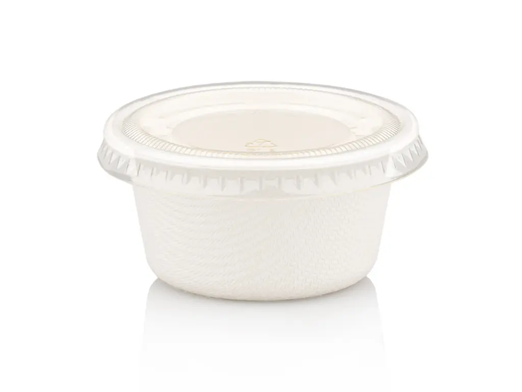 60ml Sugar Cane White Bio Portion Cup & PLA Lid Food-Samp60.webp