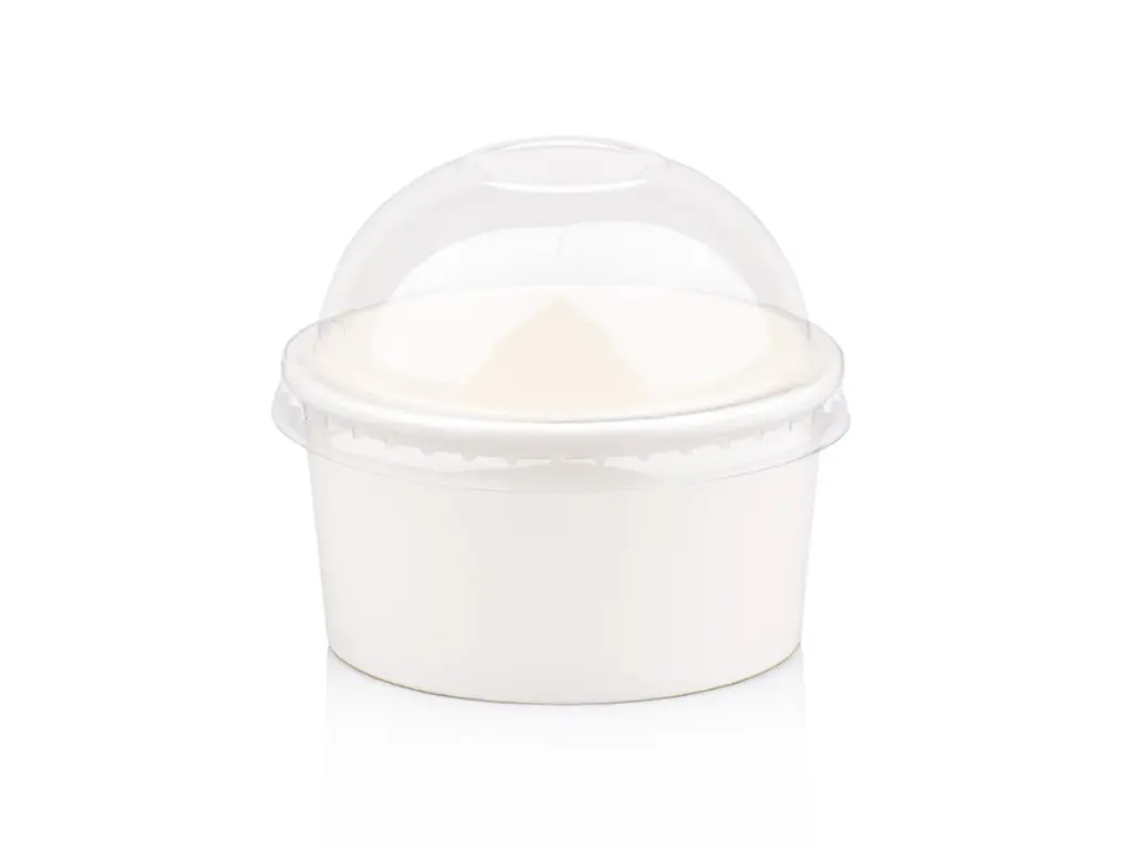 180ml White Stripe Vintage Ice Cream Tub with Dome Lid.webp
