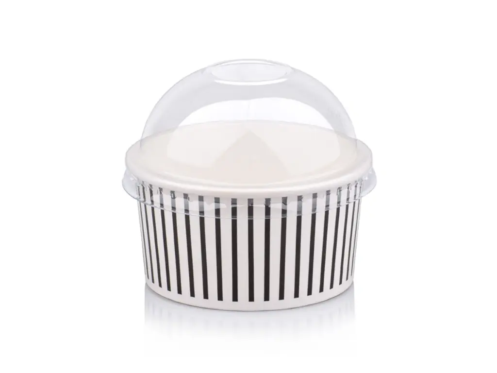 180ml Black Stripe Vintage Ice Cream Tub with Dome Lid.webp