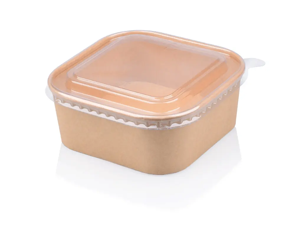 1.2L Kraft Square Bowl with Lid (1PE) FOOD-SQKBWL1L2.webp