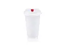 90mm White PP Bubble Tea Lid & Red Heart Plug & Frosted Cup SMOC-BT90WTRH.webp