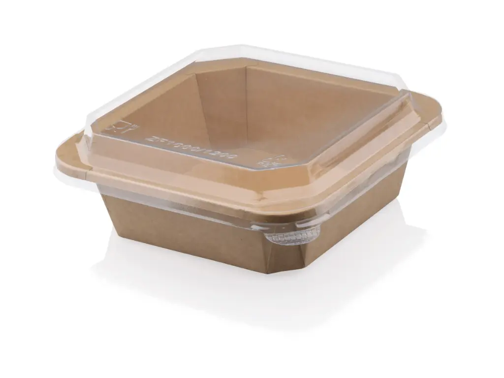 1000ml Square Kraft Punched Bowl & Lid FOOD-SQFBX1L.webp