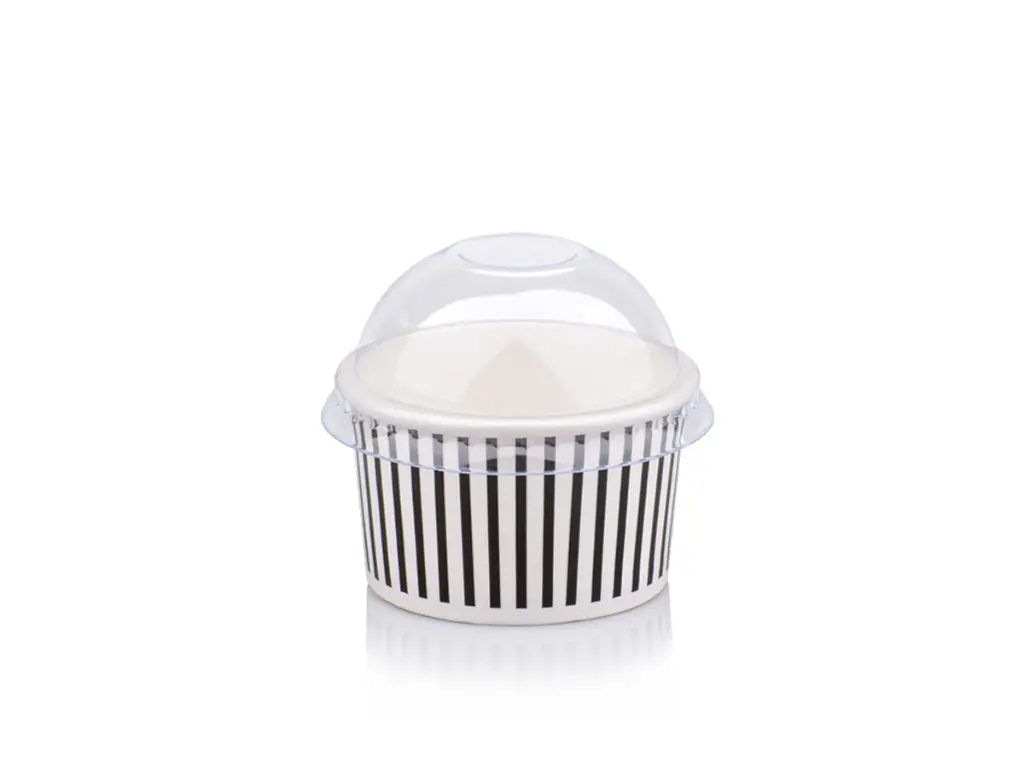 90 ml Black Stripe Vintage Ice Cream Tub with Dome Lid.webp
