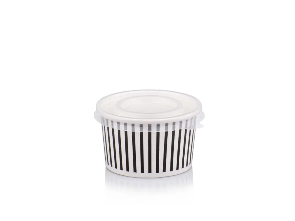 90 ml Black Stripe Vintage Ice Cream Tub with Flat Lid.webp