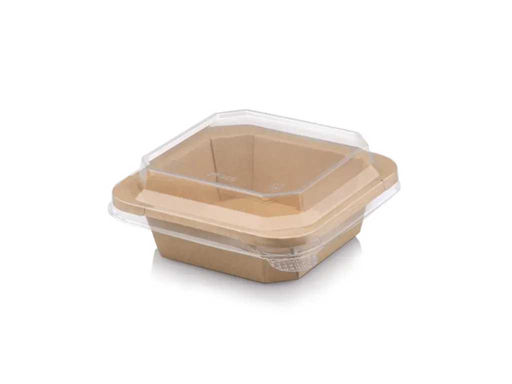 300ml Square Kraft Punched Bowl with Lid.webp
