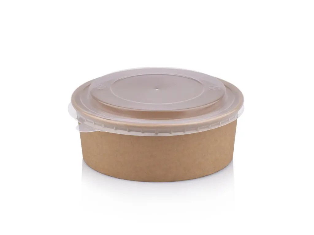 20z Kraft Round Salad Bowl with Multifit PP Lid.webp