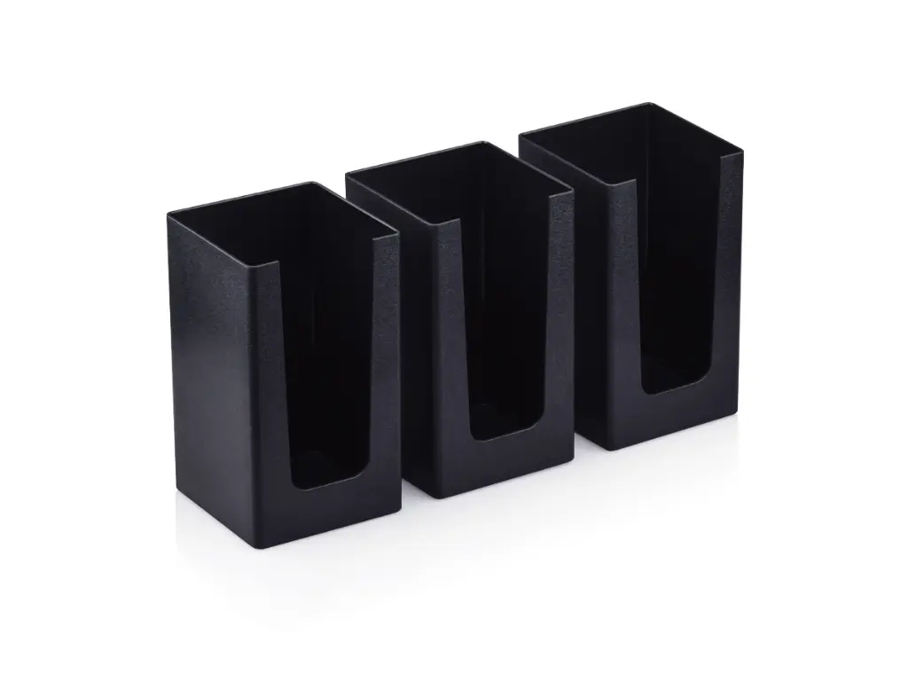 Black Plastic Cup,Lid & Condi Organiser Inserts - 3 Compart BAR-CUPLDINS3.webp