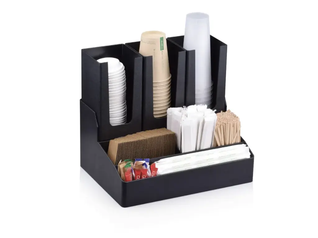 Barista Accessory Organizer: Cup, Lid & Condiment (6 Compartment)
