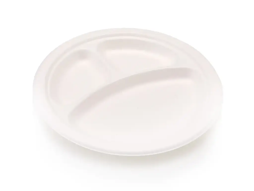 Plate: Round Sugarcane 23cm - 3 Division