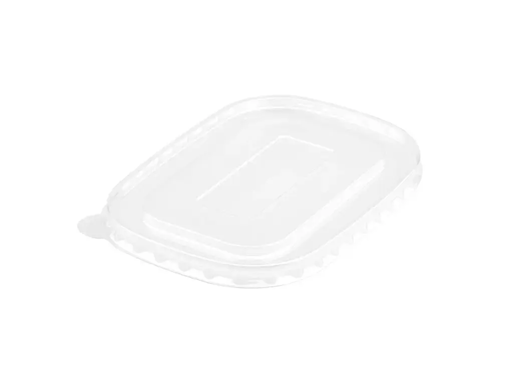 Rectangular: Paper Salad Bowl PET Lid - Multi-Fit (500ml - 1000ml) (50's) - I