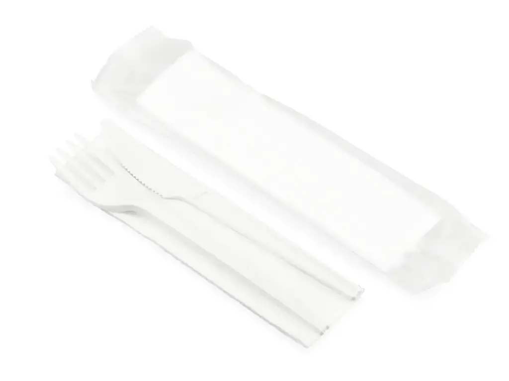 PICNIC SET: 16cm CPLA - Knife, Fork, Napkin - BioBag (50's) - AJ