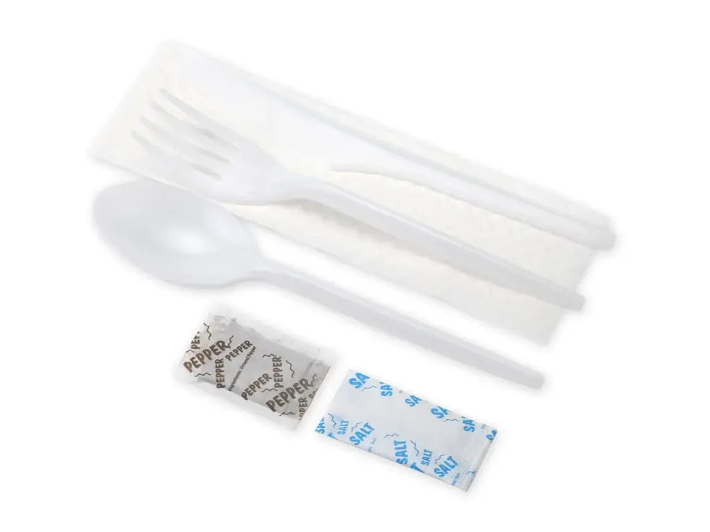 PICNIC SET: 16cm Plastic (6-1) - Knife, Fork & Spoon with Salt, Pepper & Serviette (250's) 