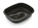 Microwavable Black Oval Compartment Meal Container & Clear Lid